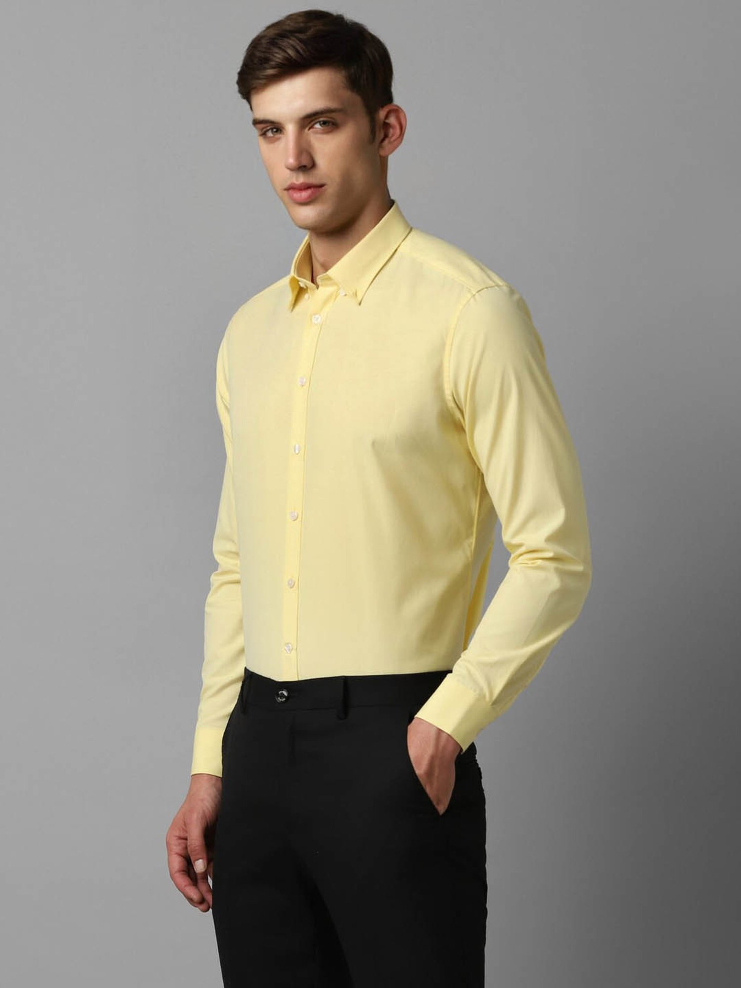Louis Philippe Sport Yellow Cotton Slim Fit Shirt