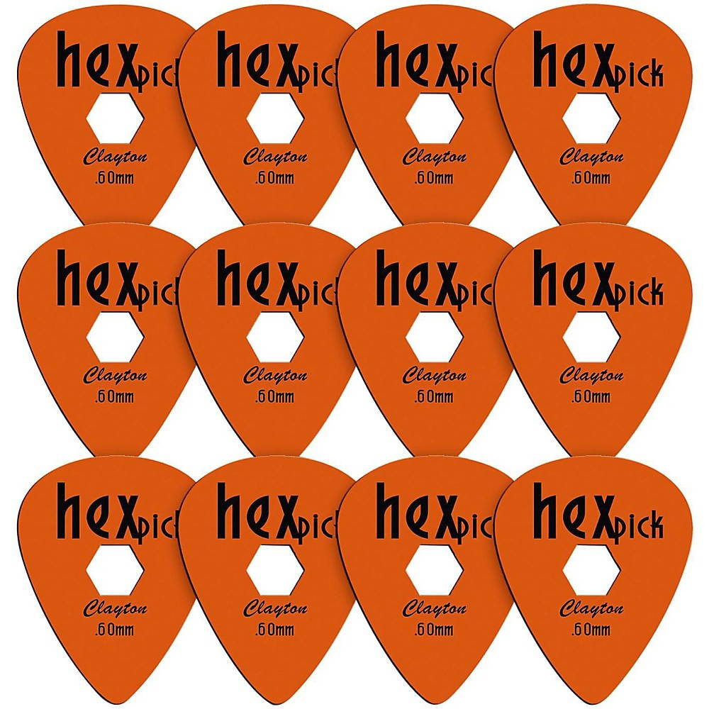 Clayton HX60-12 Hexpick Duraplex Standard Guitar Picks, 0.60 mm - 12 Pieces