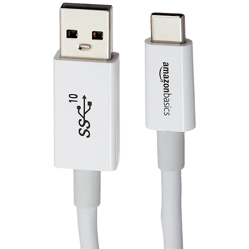 Basics USB Type-C to USB-A Male 3.1 Gen2 Adapter Charger Cable - 3 Feet (0.9 Meters) - White