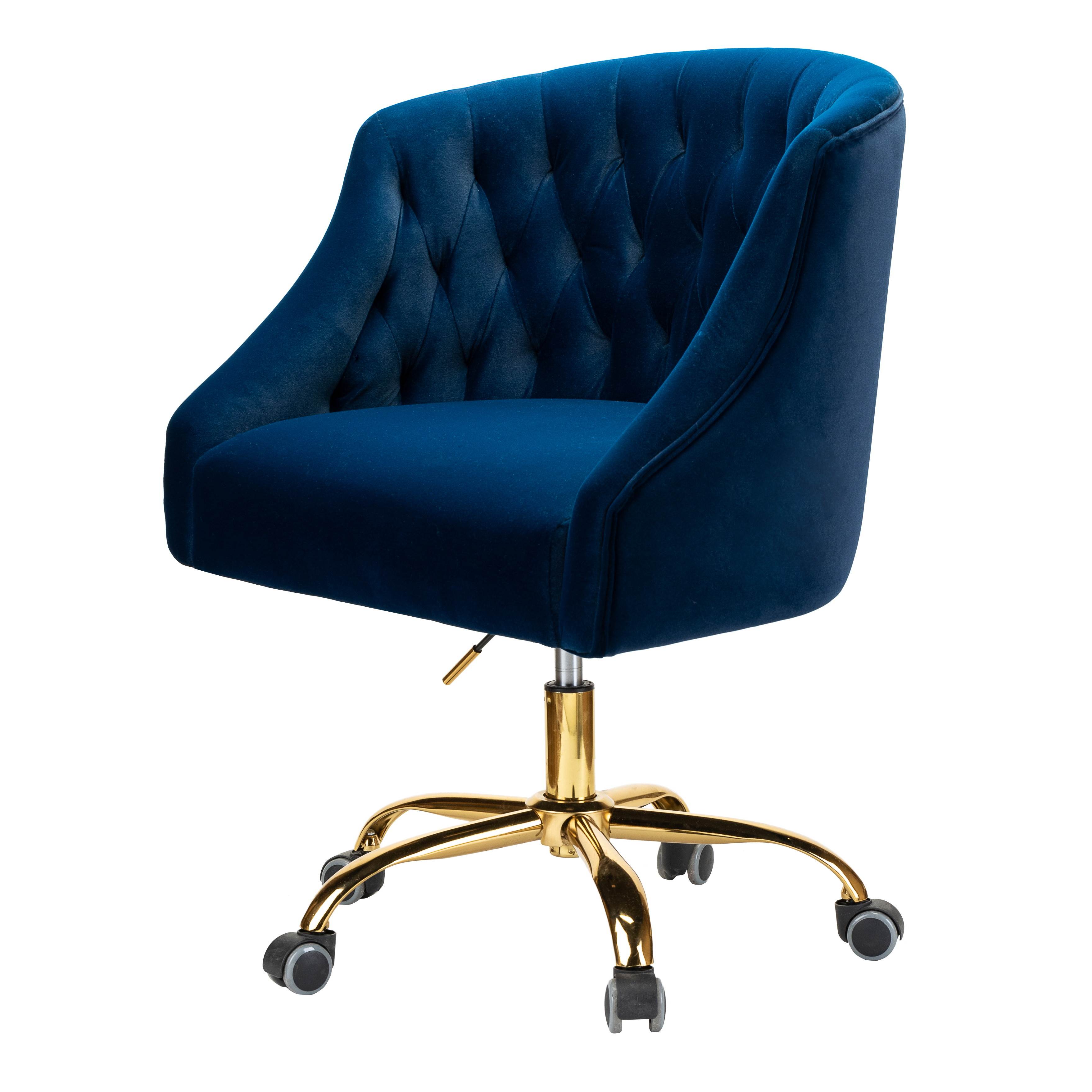 Jayden Creation Lydia Height Adjustable Velvet Task Chair with Swivel Gold Metal Base for Home Office, Bedroom, Living Room