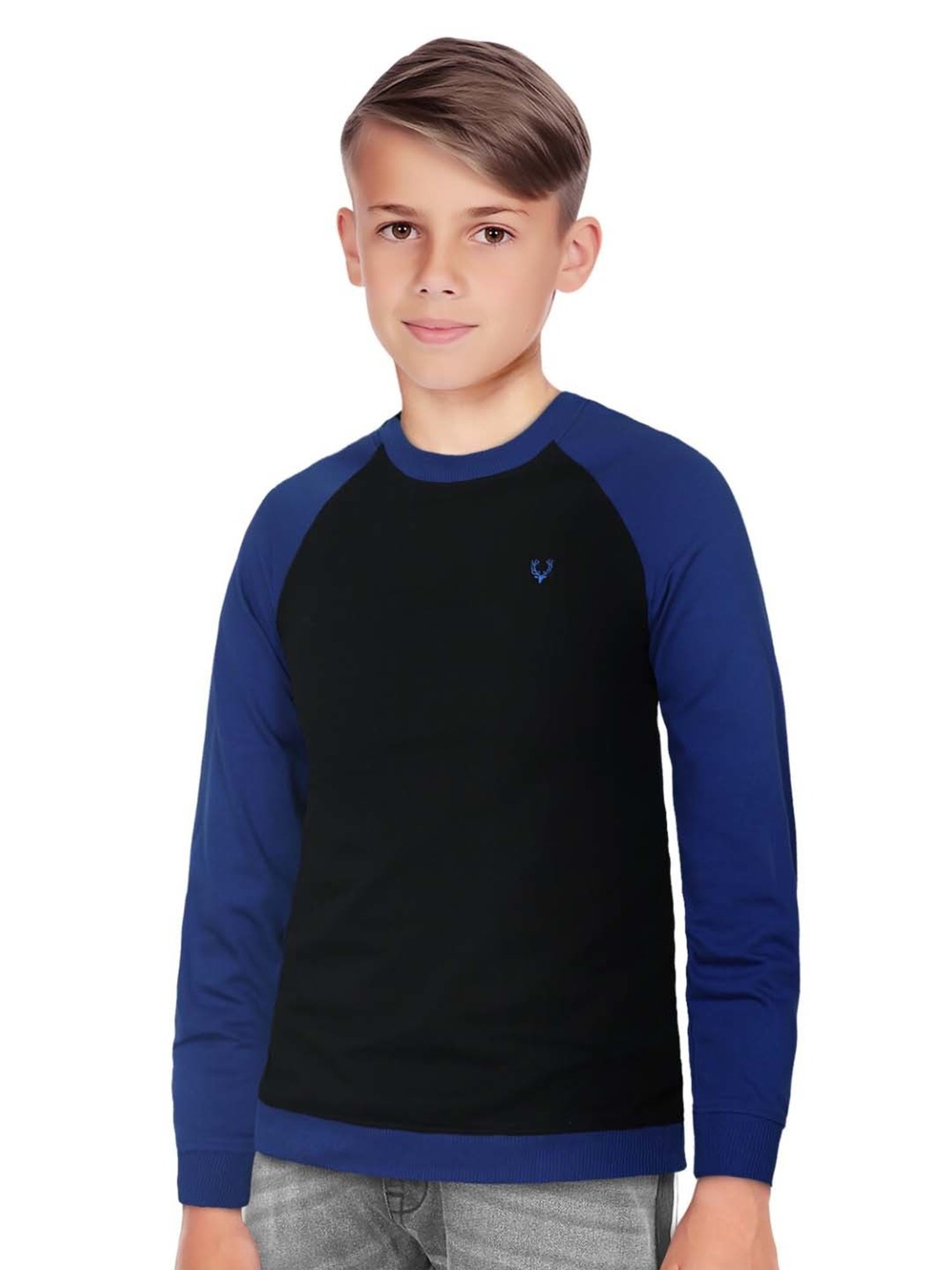 Allen Solly Junior Black & Blue Logo Full Sleeves Sweatshirt