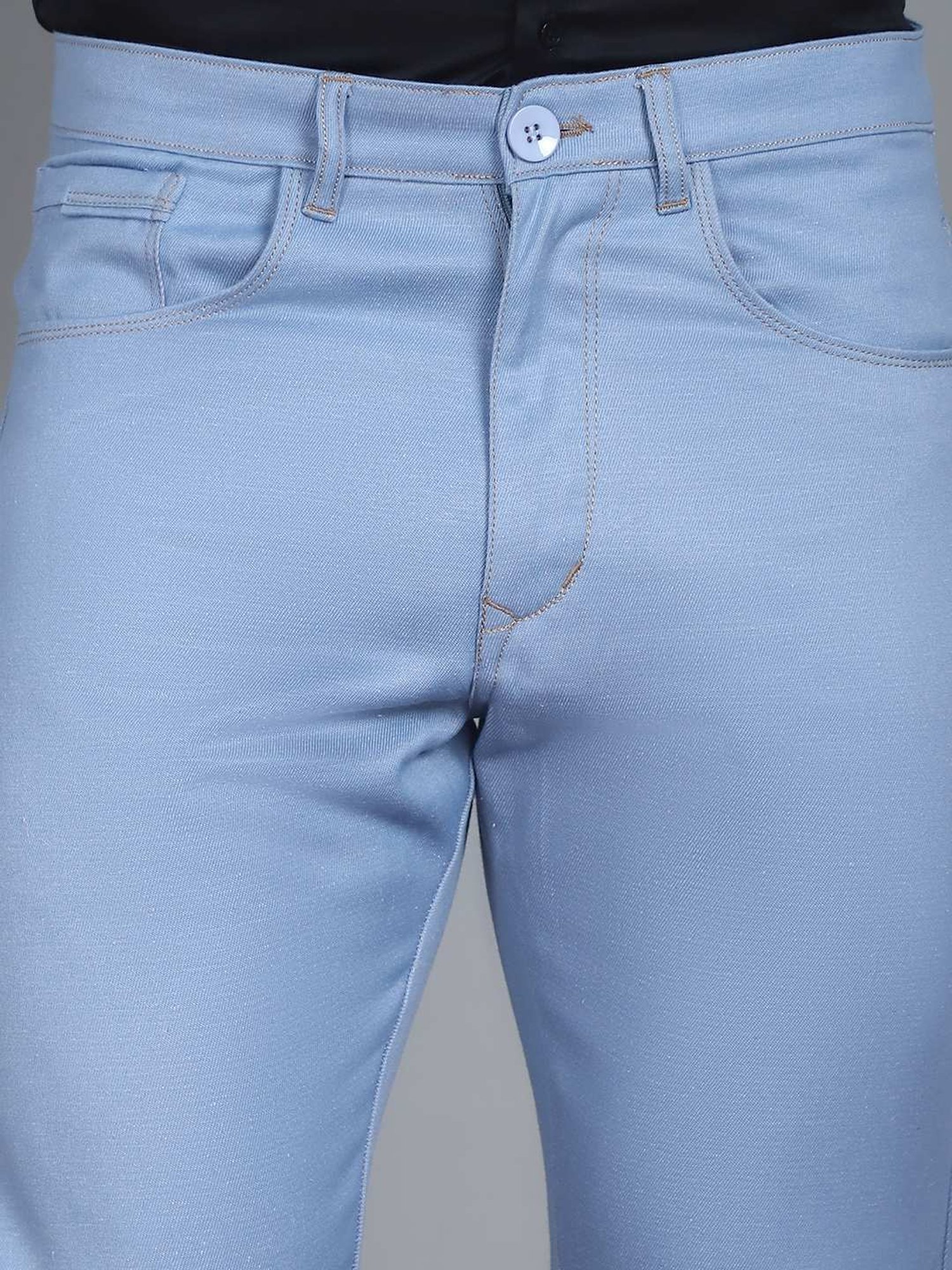 Jainish Blue Tapered Fit Trousers