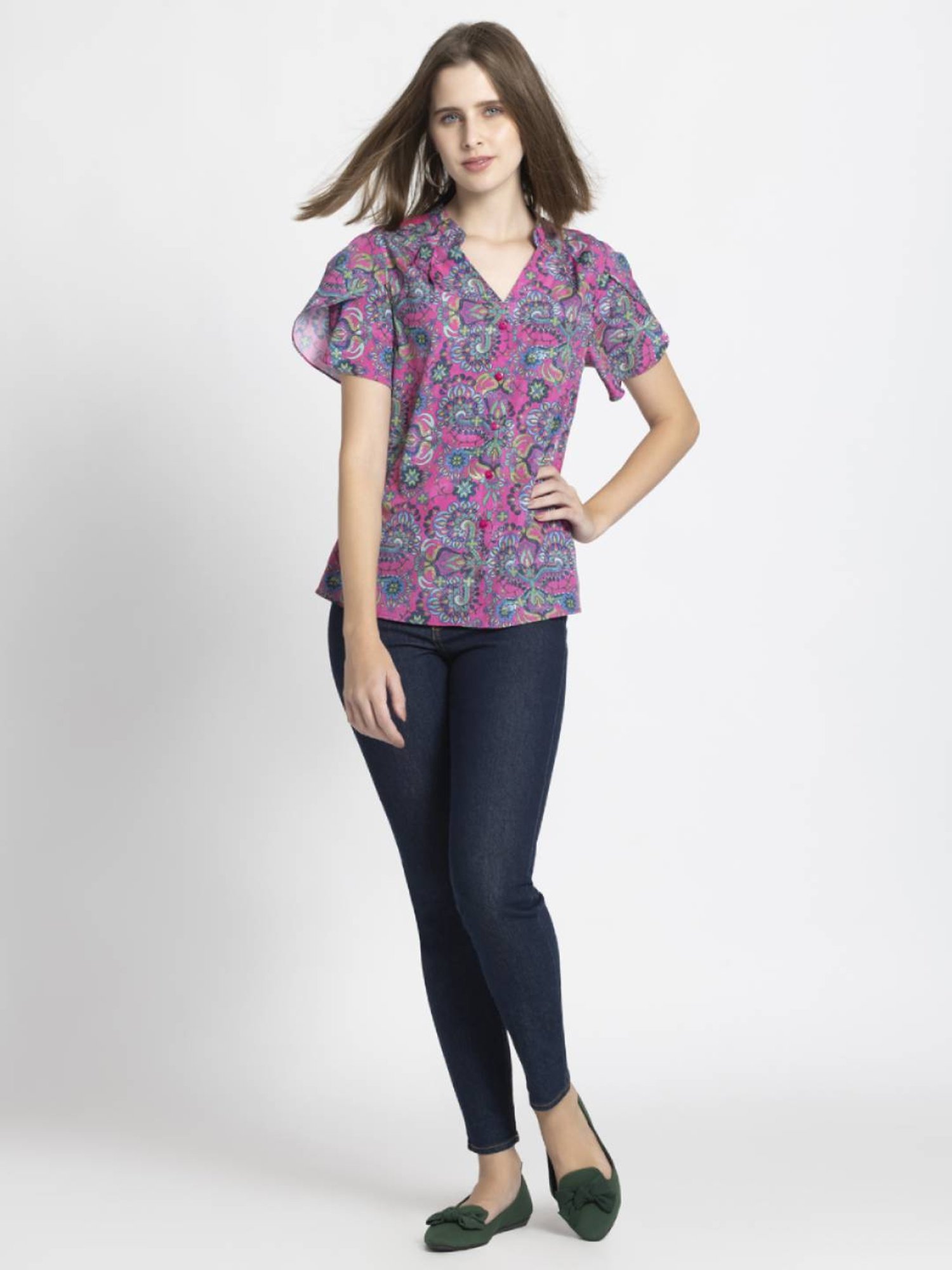 SHAYE Pink Printed Top