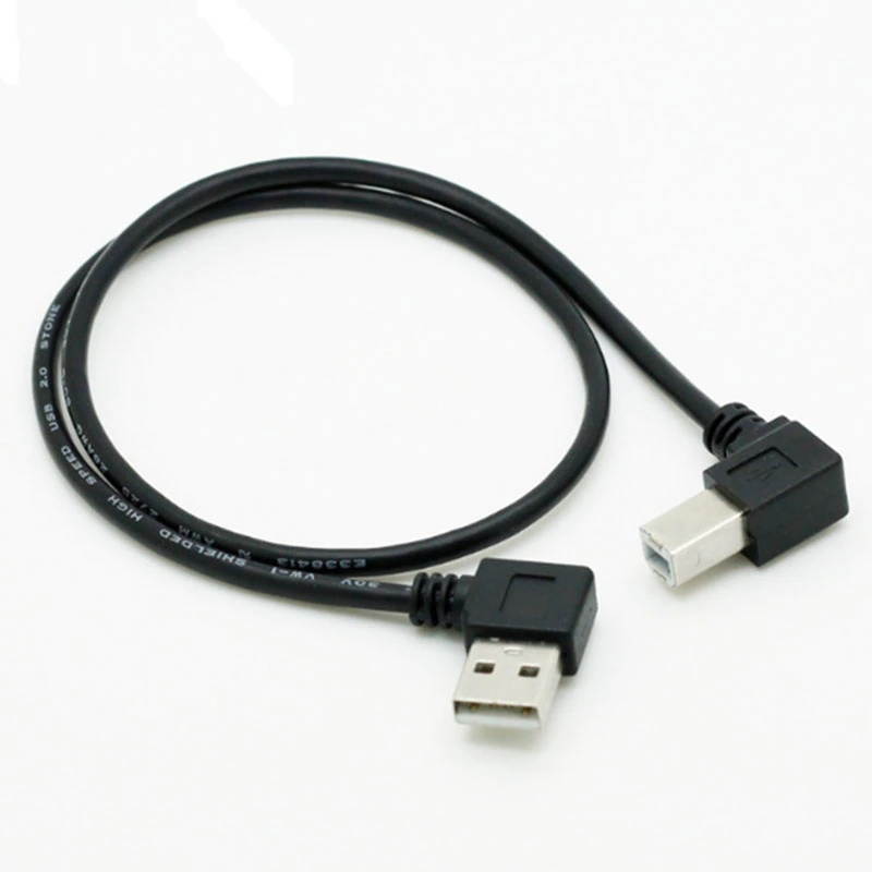 Right Angle  2.0 A Male to  B Male Type B BM Right Angle Printer Scanner 90 Degree Cable BM Angled Cable 50cm