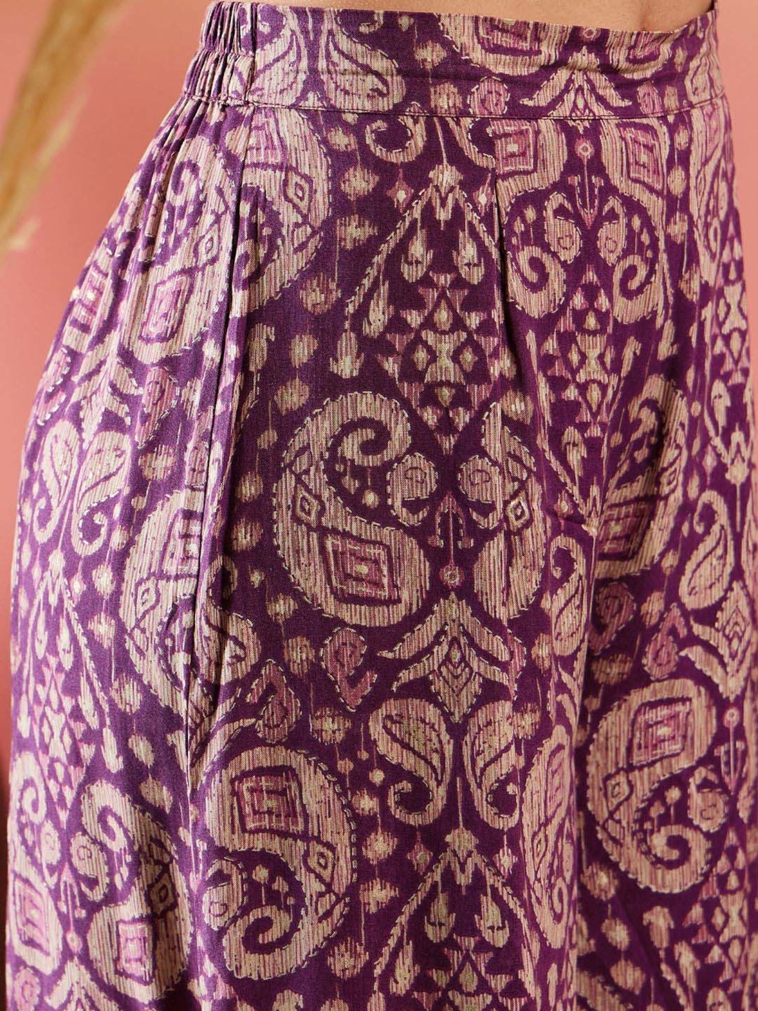 Inweave Purple Printed Top & Palazzo Set