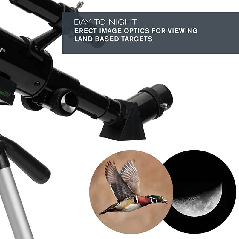 50mm Travel Scope - Portable Refractor Telescope - Fully-Coated Glass Optics - Ideal Telescope for Beginners - BONUS Astronomy Software Package