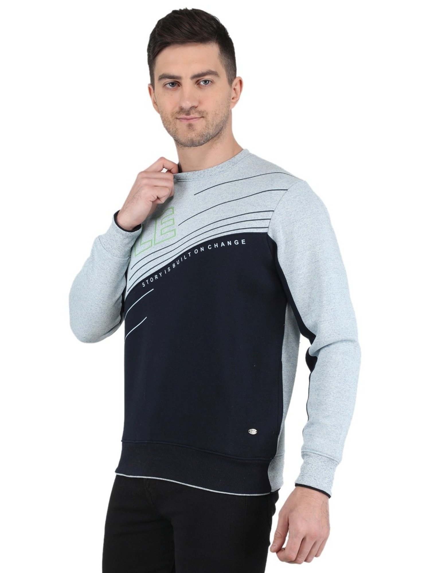 MOCA by Monte Carlo Blue Regular Fit Printed Sweatshirt