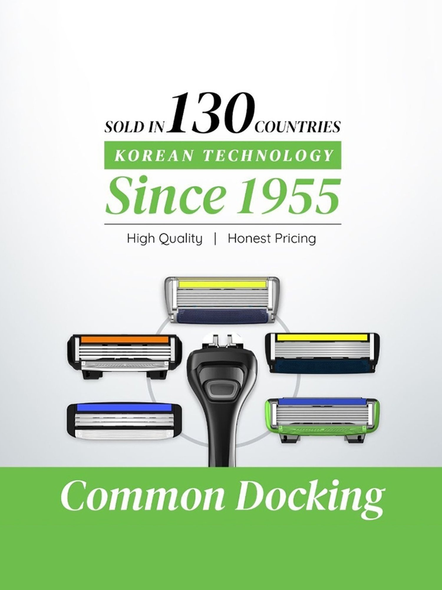 LetsShave Pro 6 Sensitive Shaving Blades - Pack of 4 (Green/Blue)