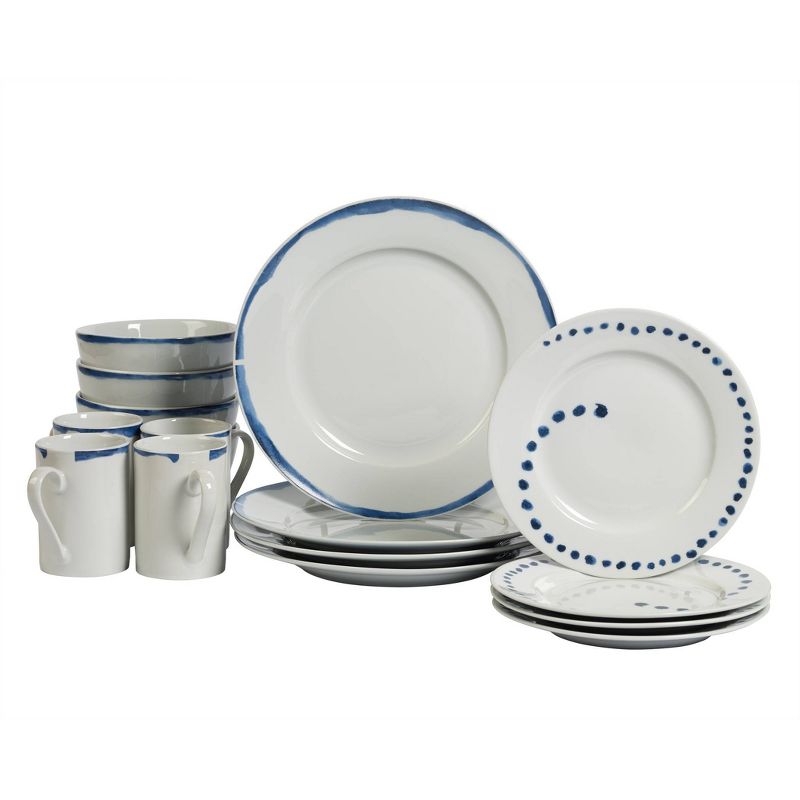 16pc Porcelain Marshall Dinnerware Set White - Elama