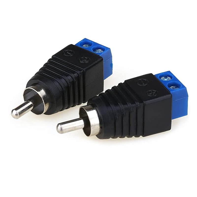RCA Male Plug Connectors Solderless Adapter RCA Plug for AV Screw Terminal AudioVideo Speaker CCTV Applications RCA Cable Blue 2PCS