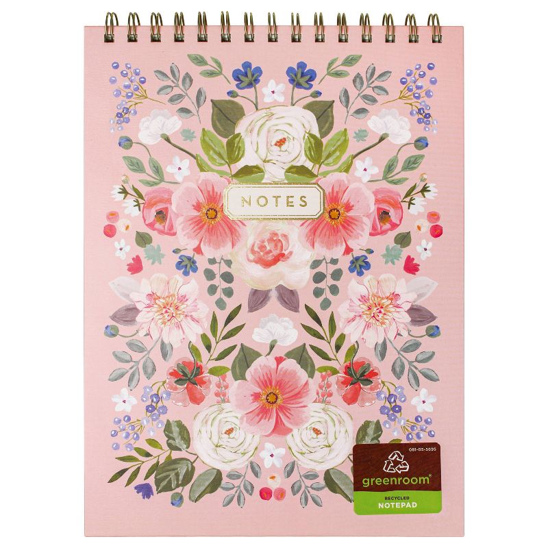8" x 10" 80 Sheet Lined Spiral Notepad Floral - greenroom