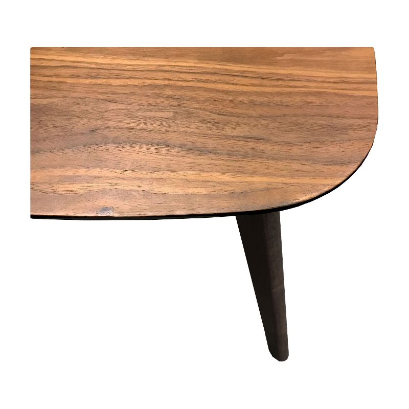 Wallace & Bay T550-1 Simplicity 19.75 Inch Walnut Brown Scandinavian Style Square Accent Side End Table with Curved Top and Round Slanted Legs