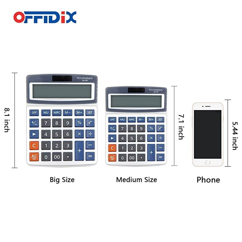 Basic Office Calculators,Solar and Battery Dual Power Electronic Calculator Portable Large LCD Display Calculator Big Numbers Desktop Calculator (Big Size)