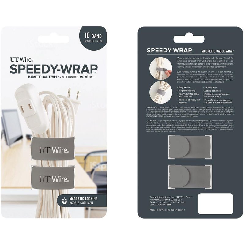 UT Wire Speedy Silicone Cable Wraps, 10, Gray UTW-SWM2-GY
