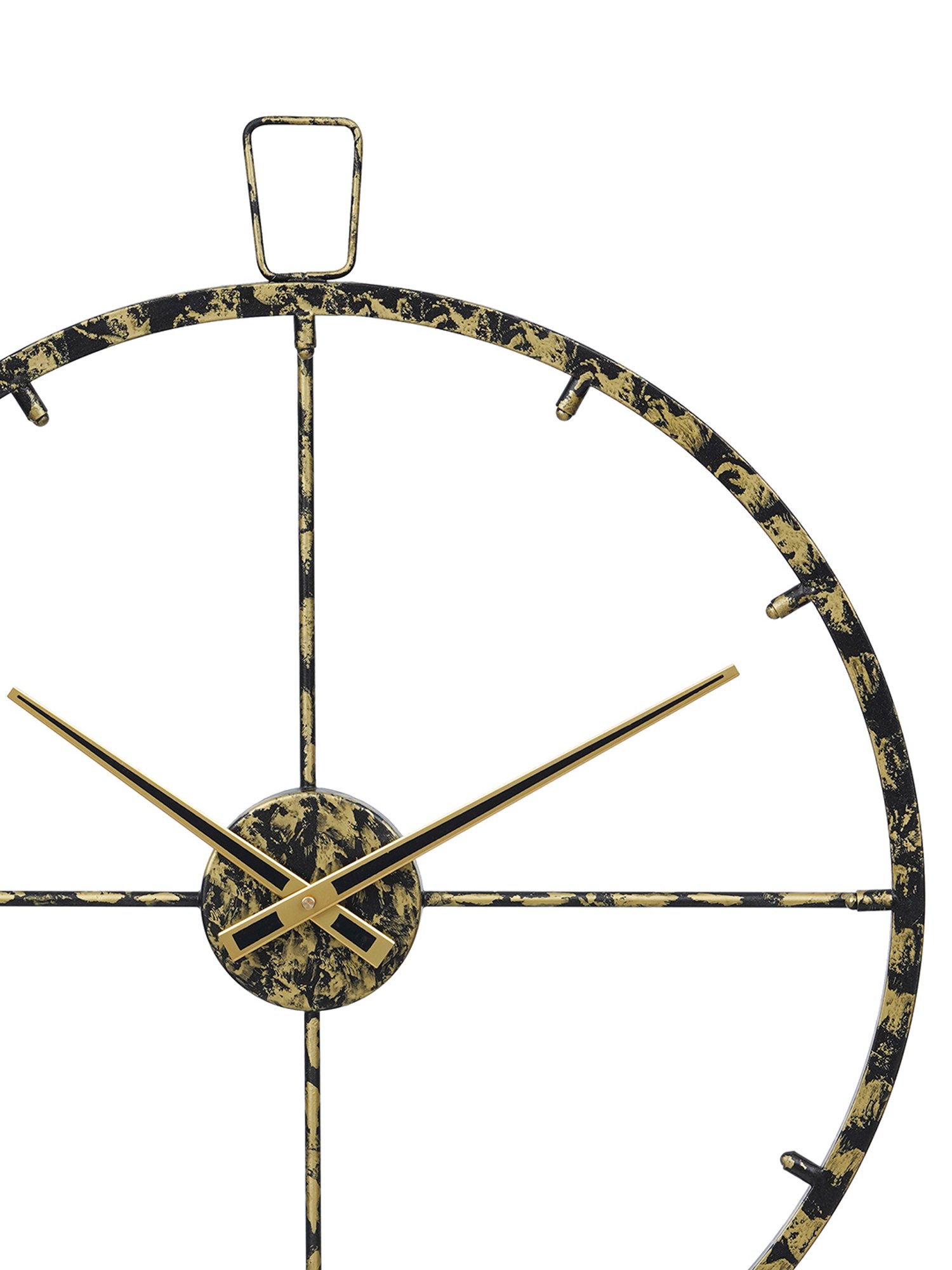 CHRONIKLE Round Black & Gold Iron Wall Clock
