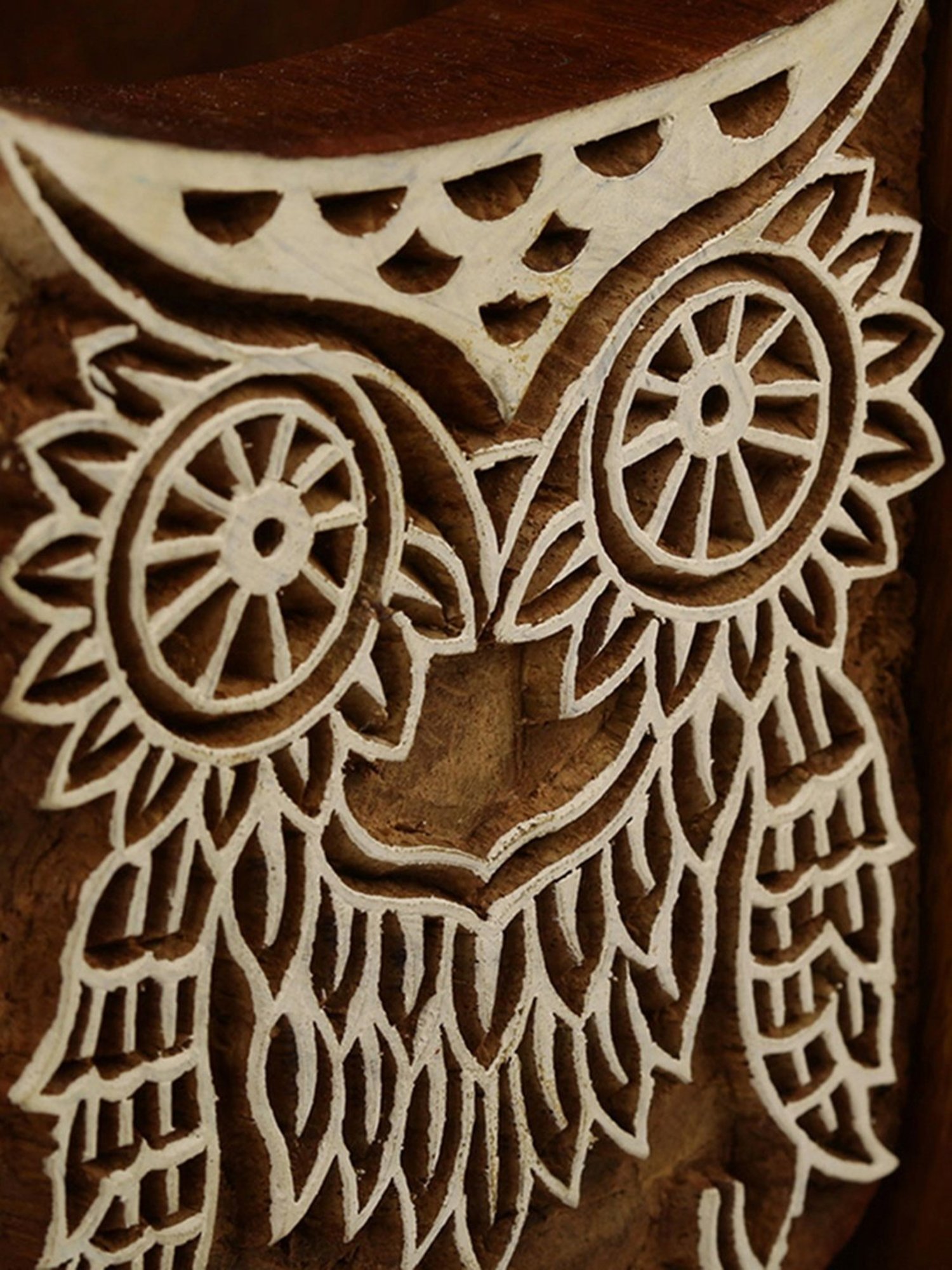 ExclusiveLane Wooden Hand Engraved Owl Book End In Sheesham Wood