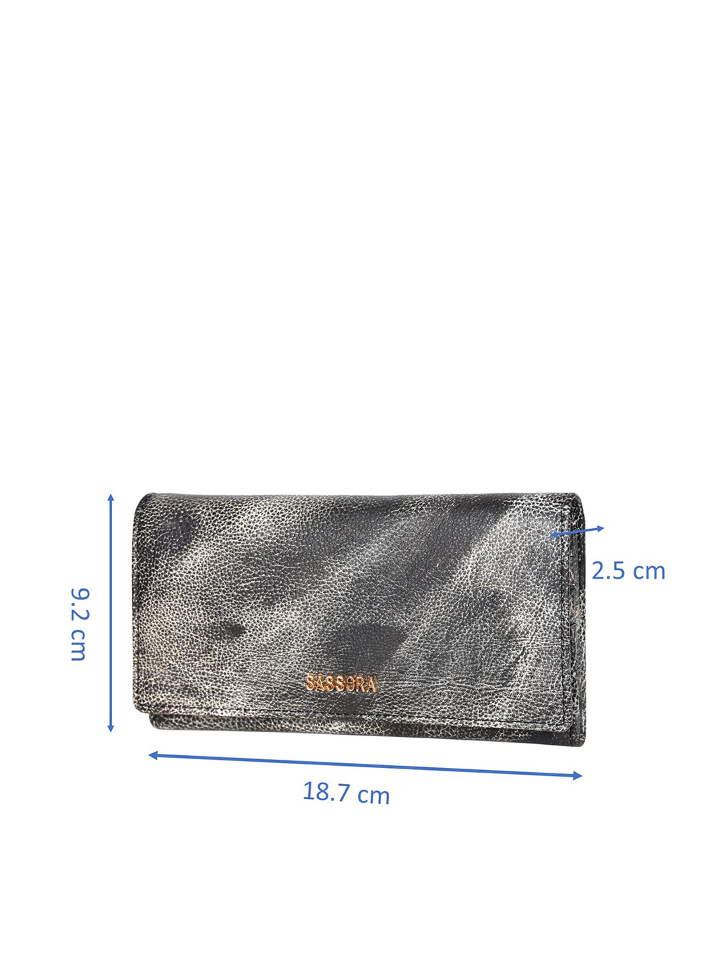 SASSORA Black Textured Rfid Wallet for Women