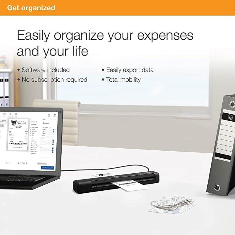 Workforce ES-55R Mobile Receipt and Document Scanner with Receipt Management Software for PC and Mac