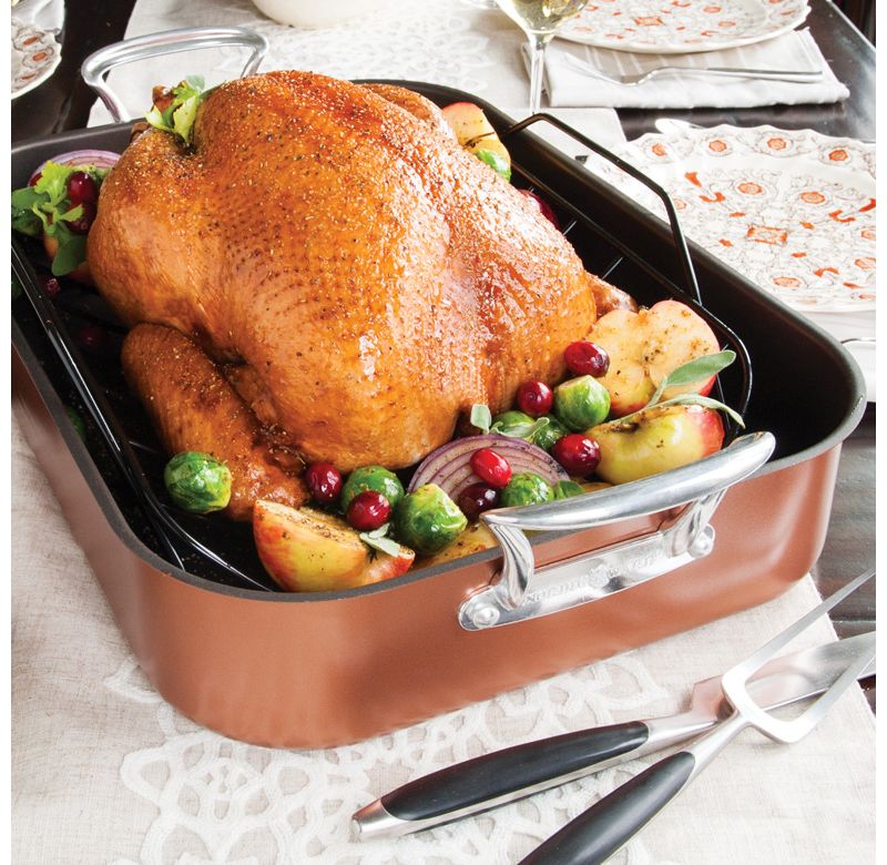 T-fal Simply Cook Nonstick Cookware, Roaster with Rack, 15", Gray