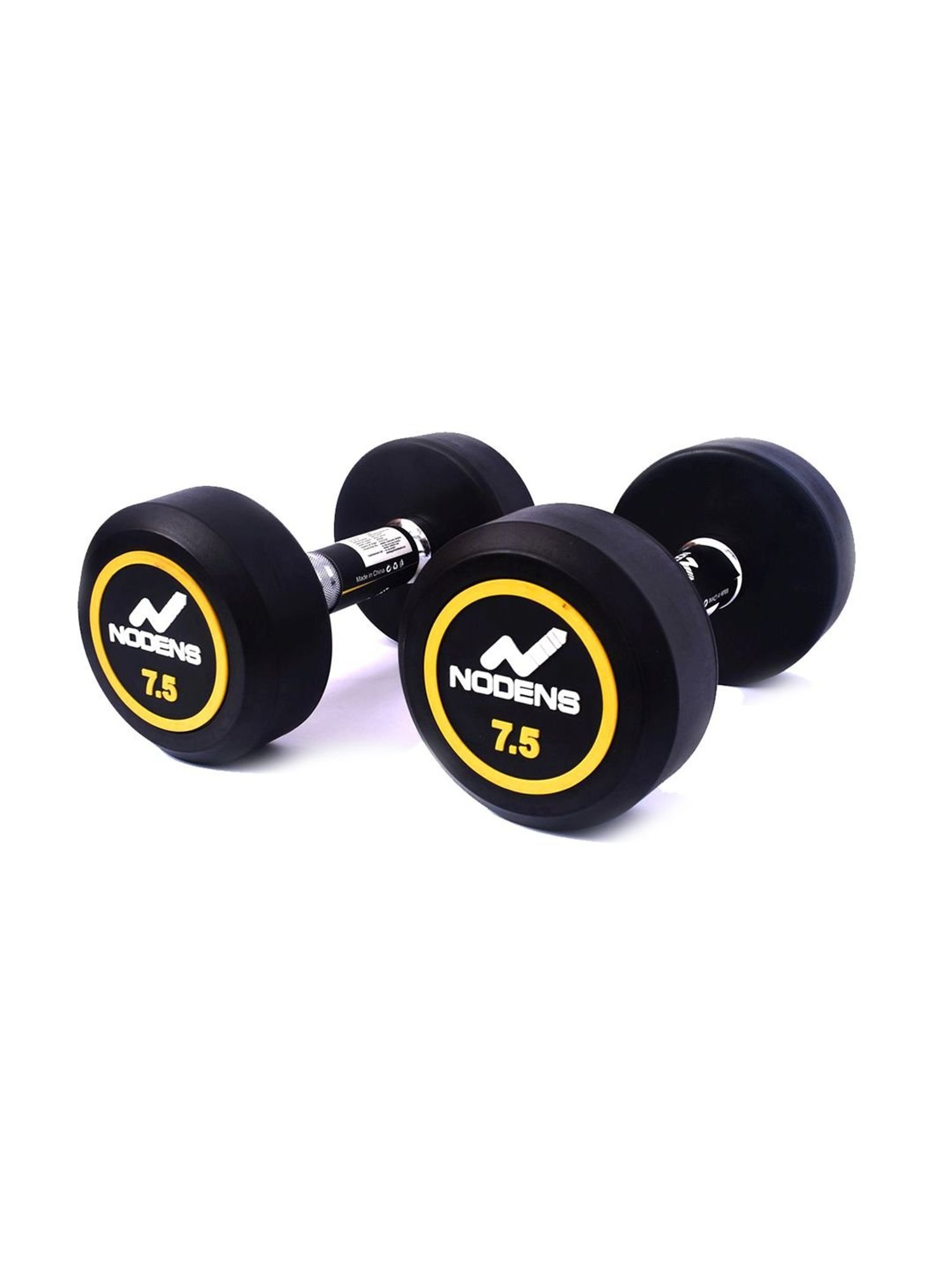 NODENS Black Rubber Coated Round Dumbbells (10 kg)