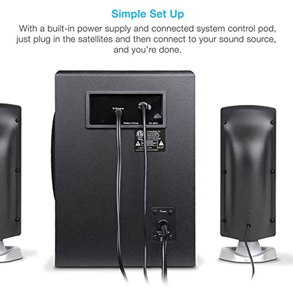 Cyber Acoustics CA-3602FFP 2.1 Speaker Sound System with Subwoofer and Control Pod - Great for Music, Movies, Multimedia Pcs, Macs, Laptops and Gaming Systems