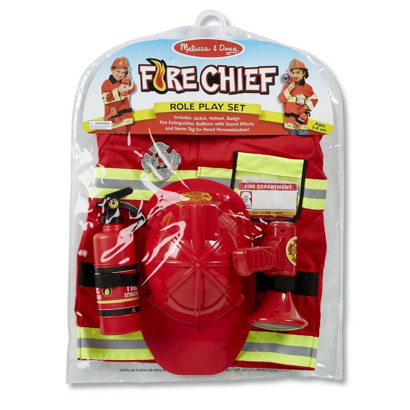 Melissa & Doug Fire Chief Role Play Costume Dress-Up Set (6pc)