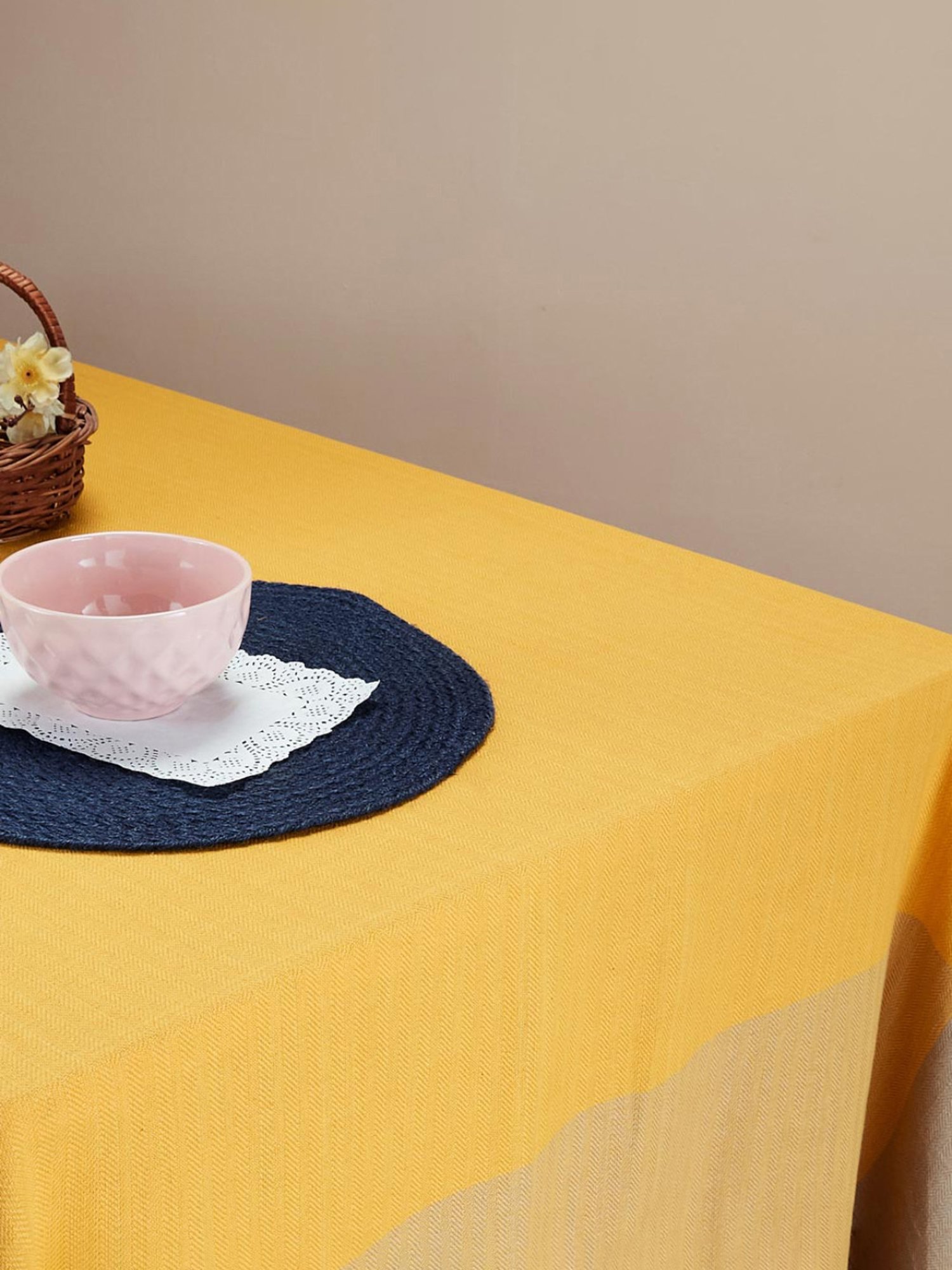 Fabindia Mustard Cotton 72 TC 200 GSM Adesh Table Cover - Set of 4