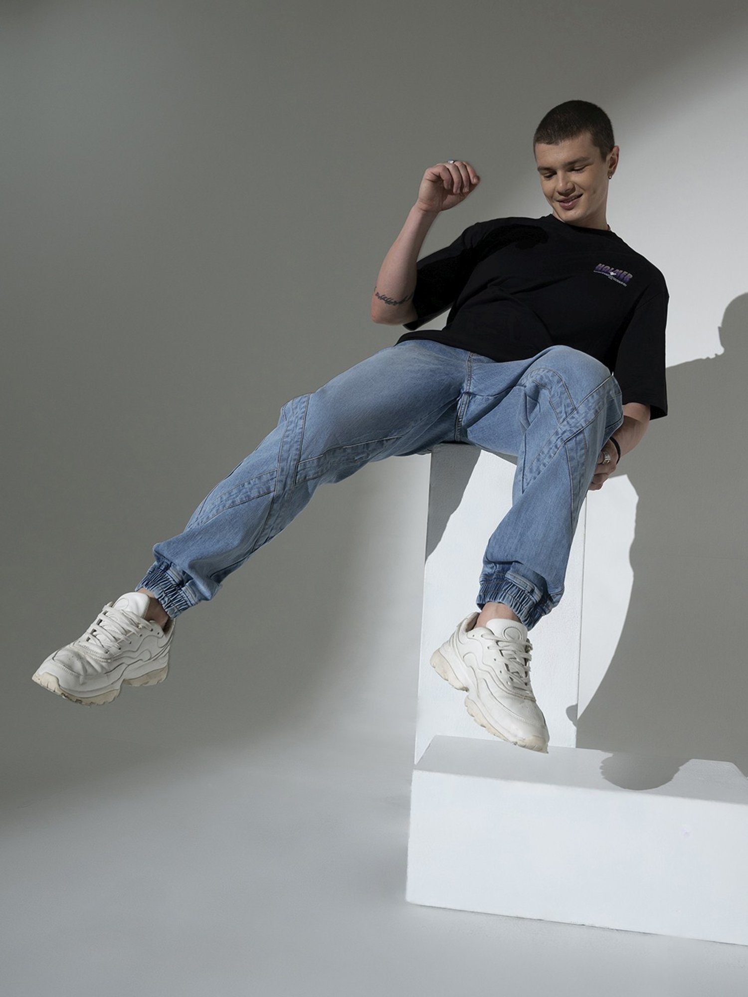 Hubberholme Blue Relaxed Fit Jogger Jeans