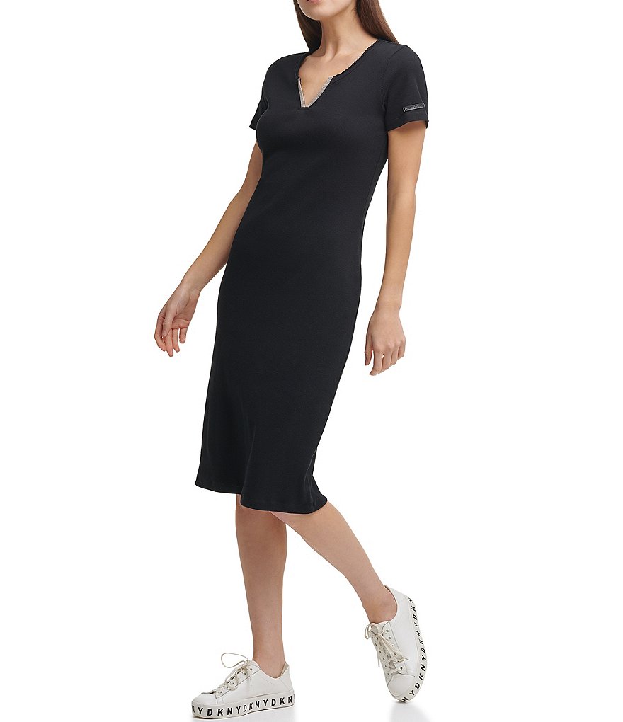 DKNY Jeans Ribbed Knit T-Shirt Dress