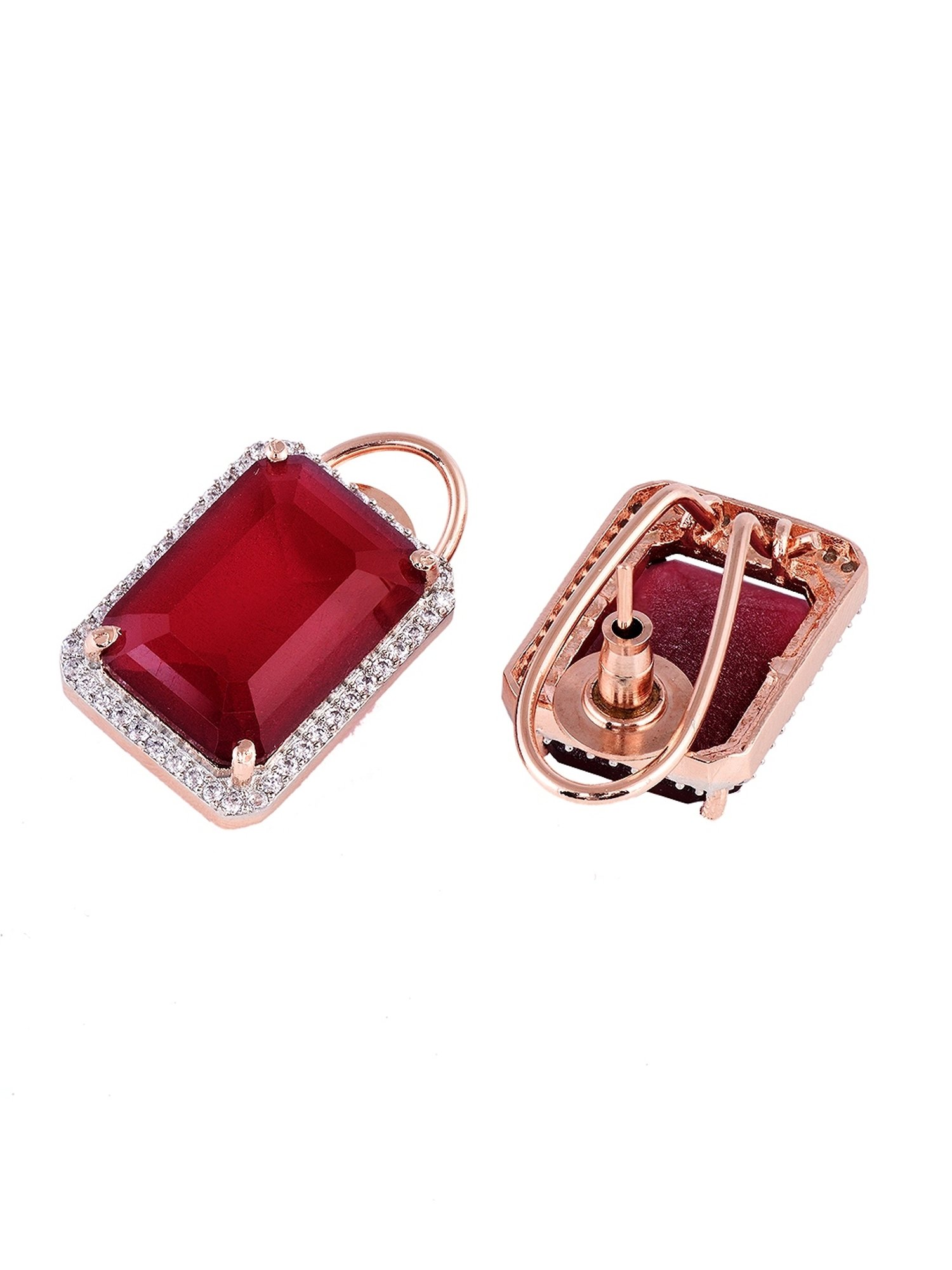 Saraf RS Jewellery Red Faux Glass Studded statement Earrings