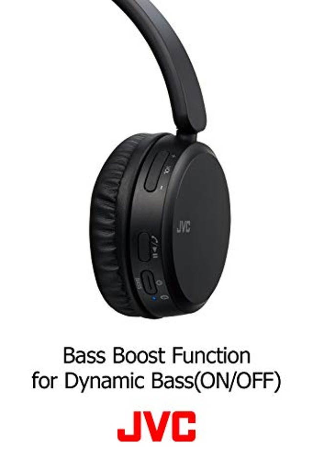 JVC Deep Bass Wireless Headphones, Bluetooth 4.1, Bass Boost Function, Voice Assistant Compatible, 17 Hour Battery Life - HAS35BTB(Black)
