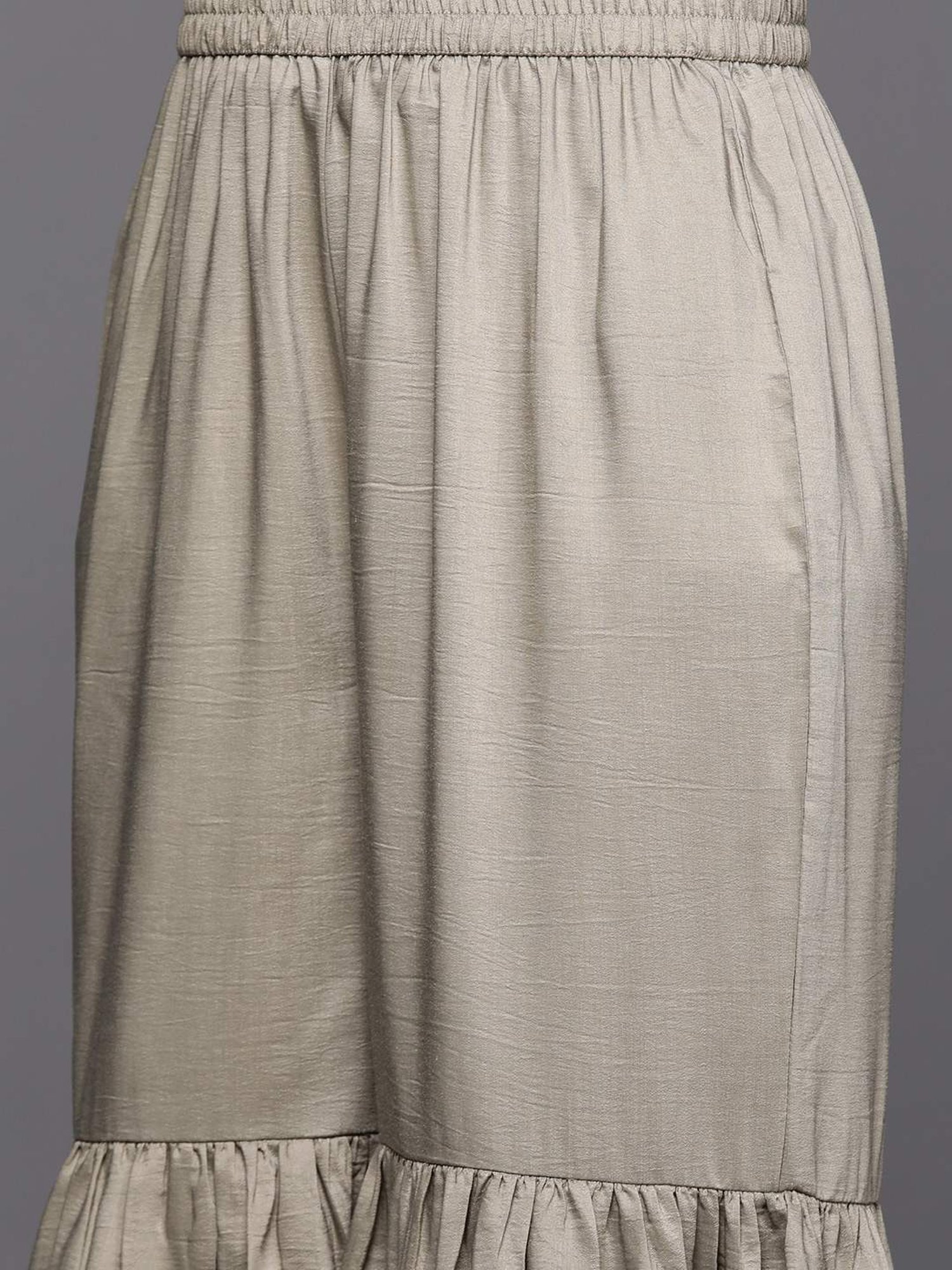 Varanga Green & Grey Embroidered Kurta Palazzo Set With Dupatta