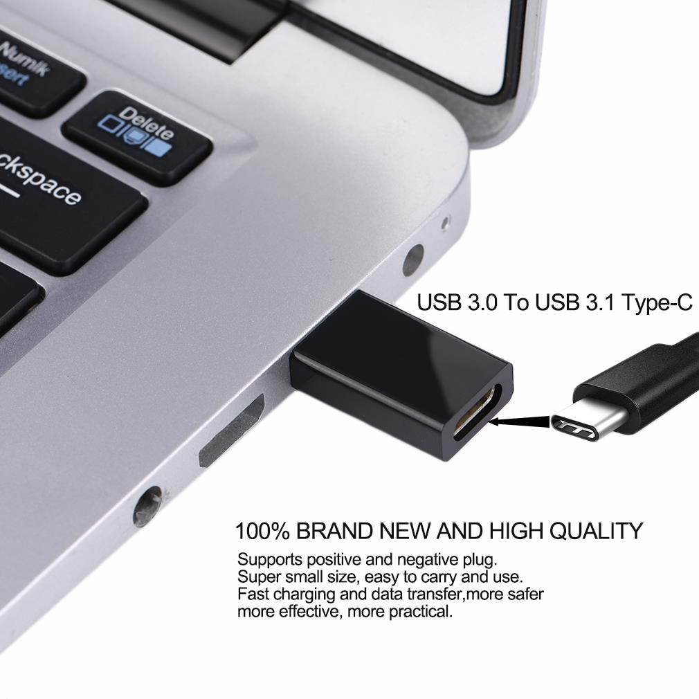 Portable USB 3.0 To USB 3.1 Type-C Adapter Converter Male To Female Converter black