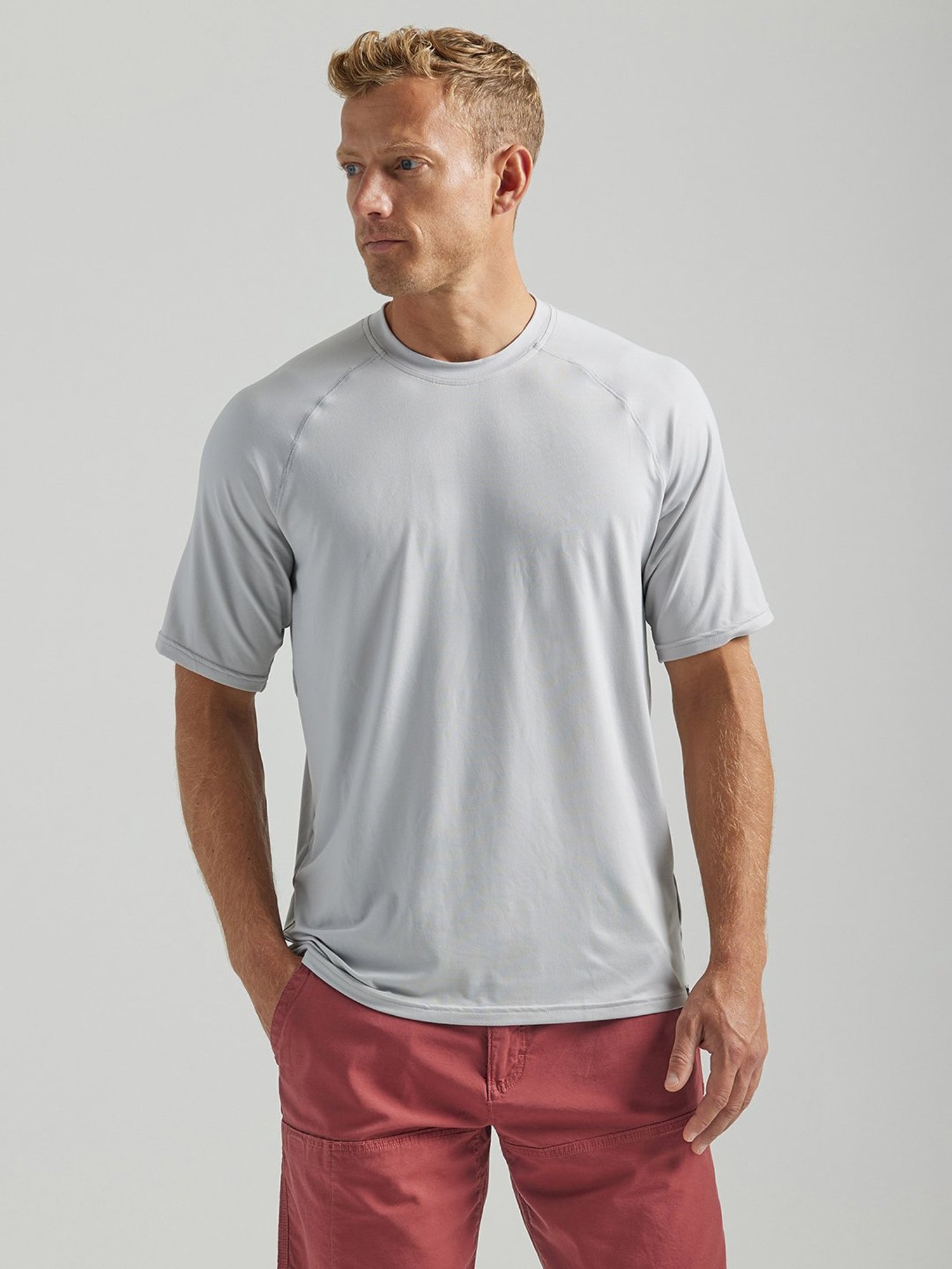 ATG By Wrangler Light Grey Regular Fit Crew T-Shirt