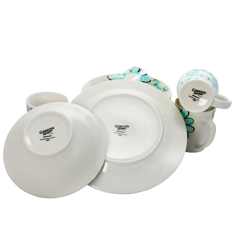 Gibson Home Lush Blossom 12 Piece Dinnerware Set in White and Blue Floral