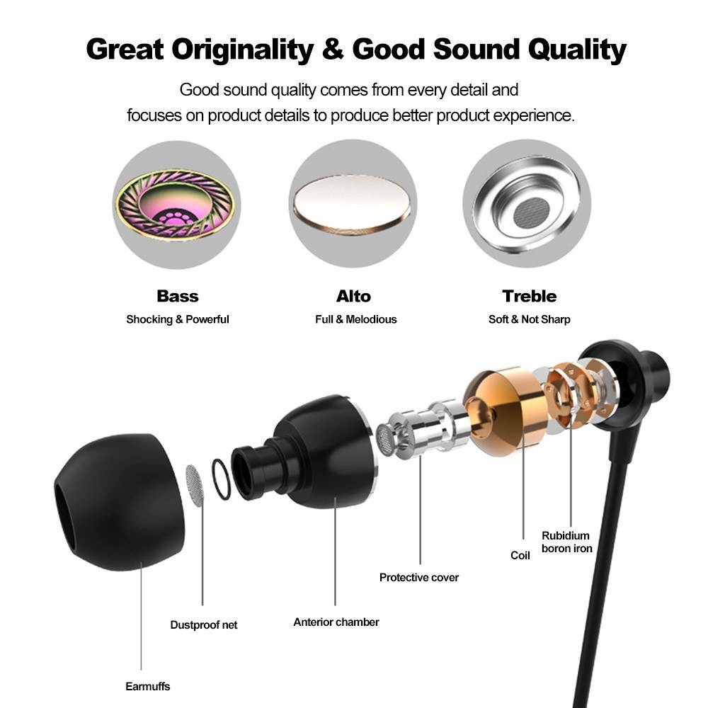 PTM D11 Wired In-ear Earphones Stereo Gaming Headset Metal Headphones with In-line Control & Microphone for PSP iPhone iPad Android Smartphones Tablet PC Laptop