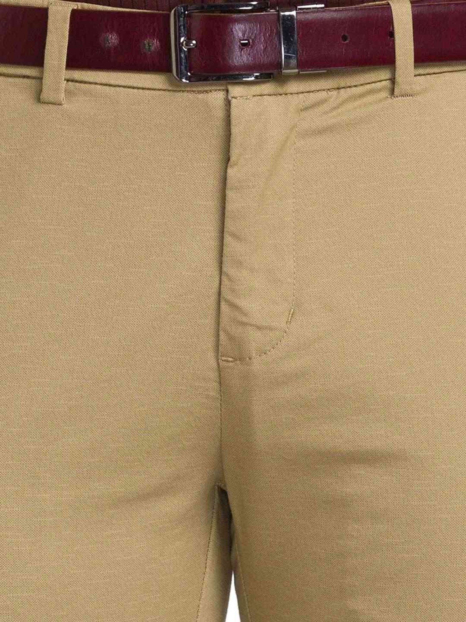 Park Avenue Medium Khaki Super Slim Fit Printed Trousers