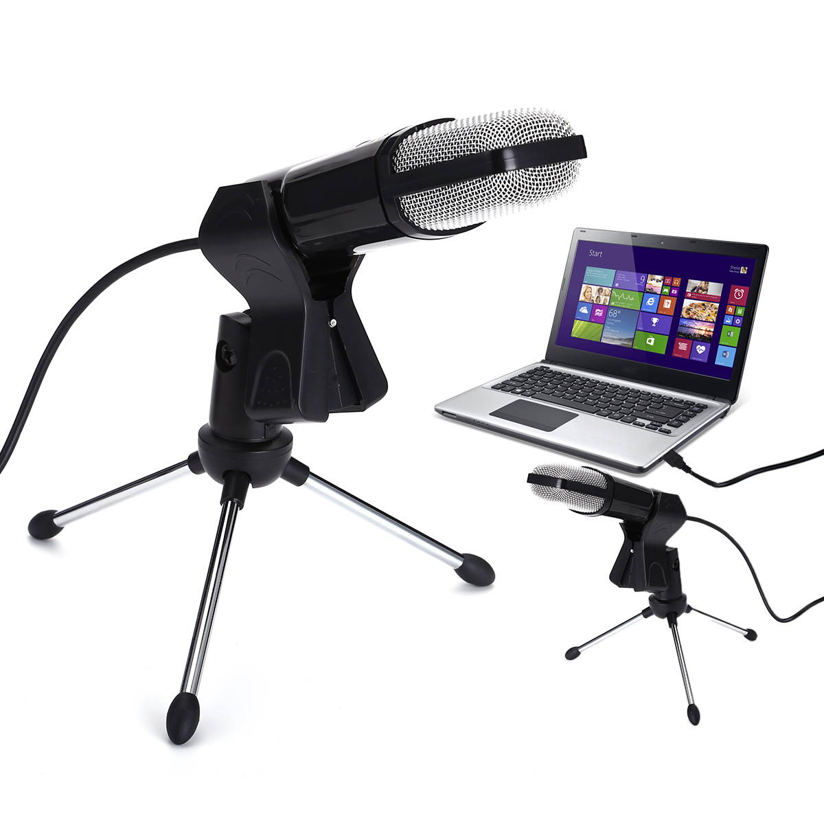 FirstPower Condenser USB Microphone Tripod Stand for Game Chat Studio Recording Laptop PC