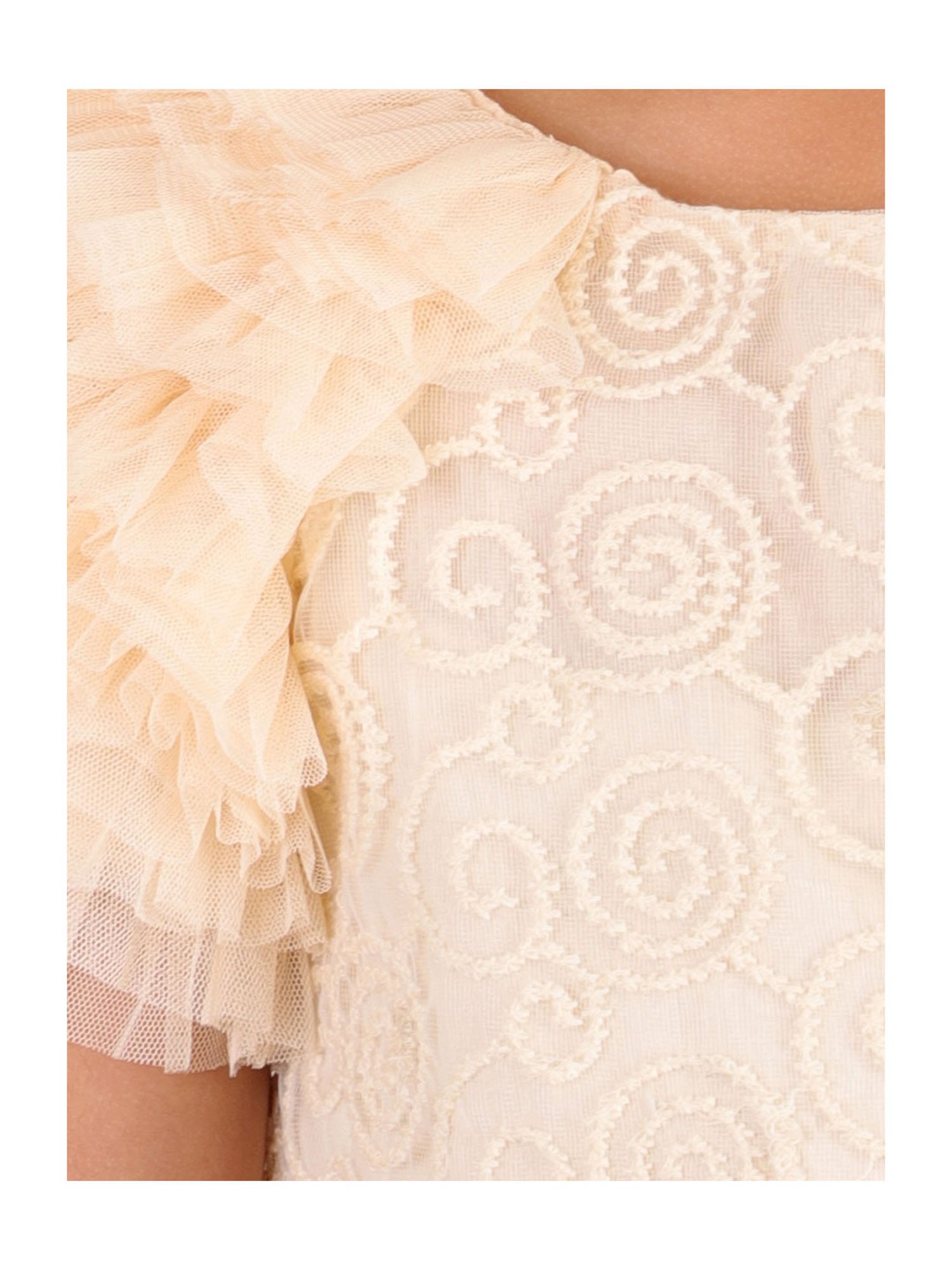 KidsDew Kids Beige Embroidered Dress