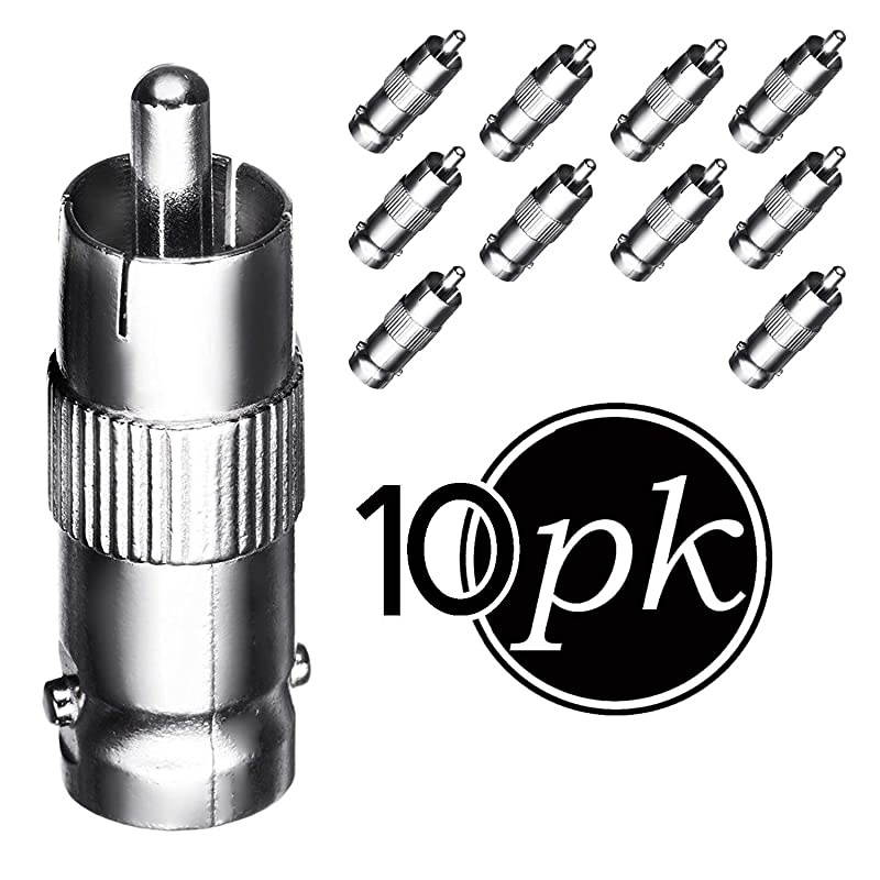 to RCA 10 Pack Female to RCA Male Connector Adaptor for CCTV