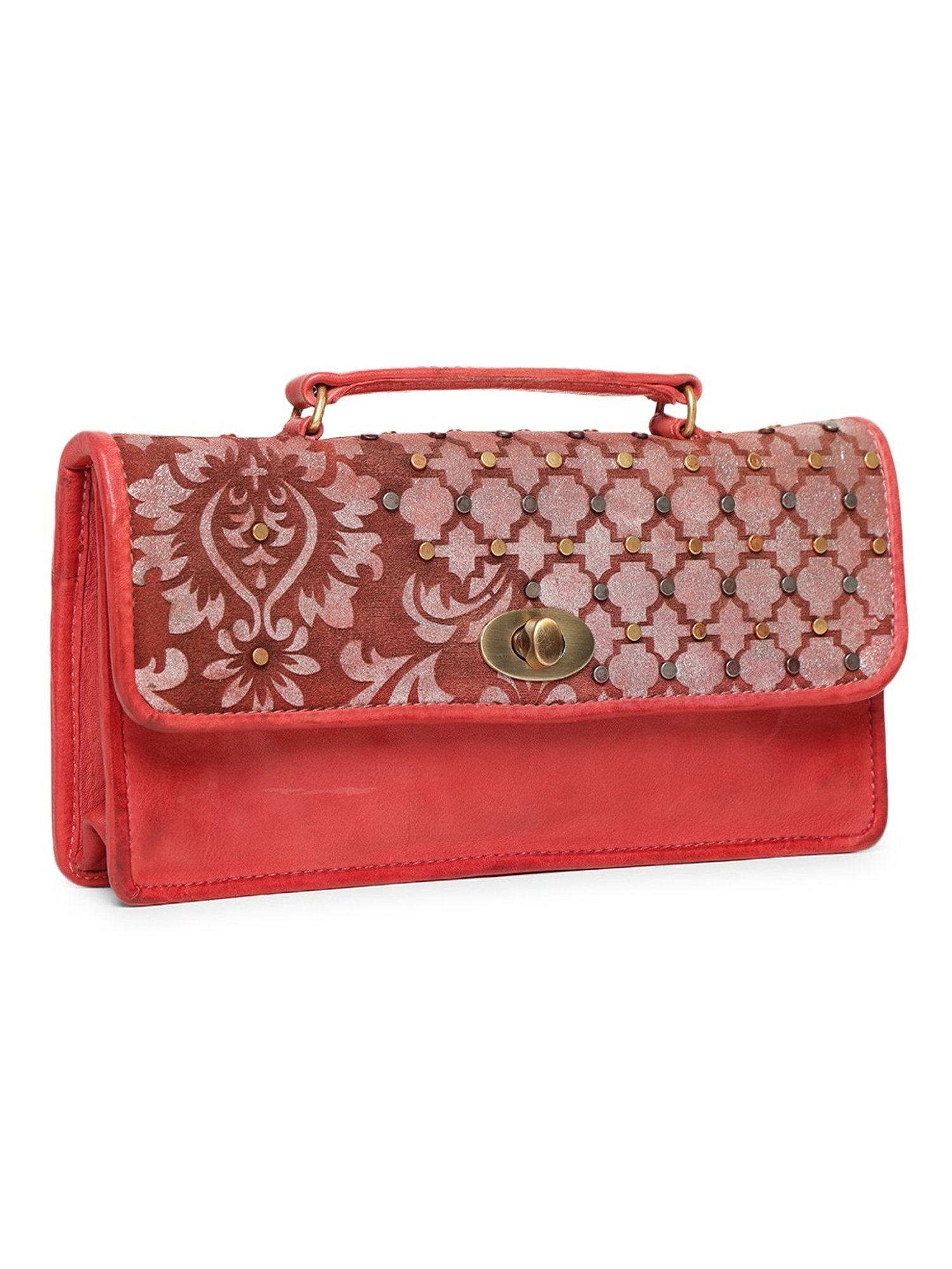 Art N Vintage Luminosa Red Leather Embellished Small Sling Handbag