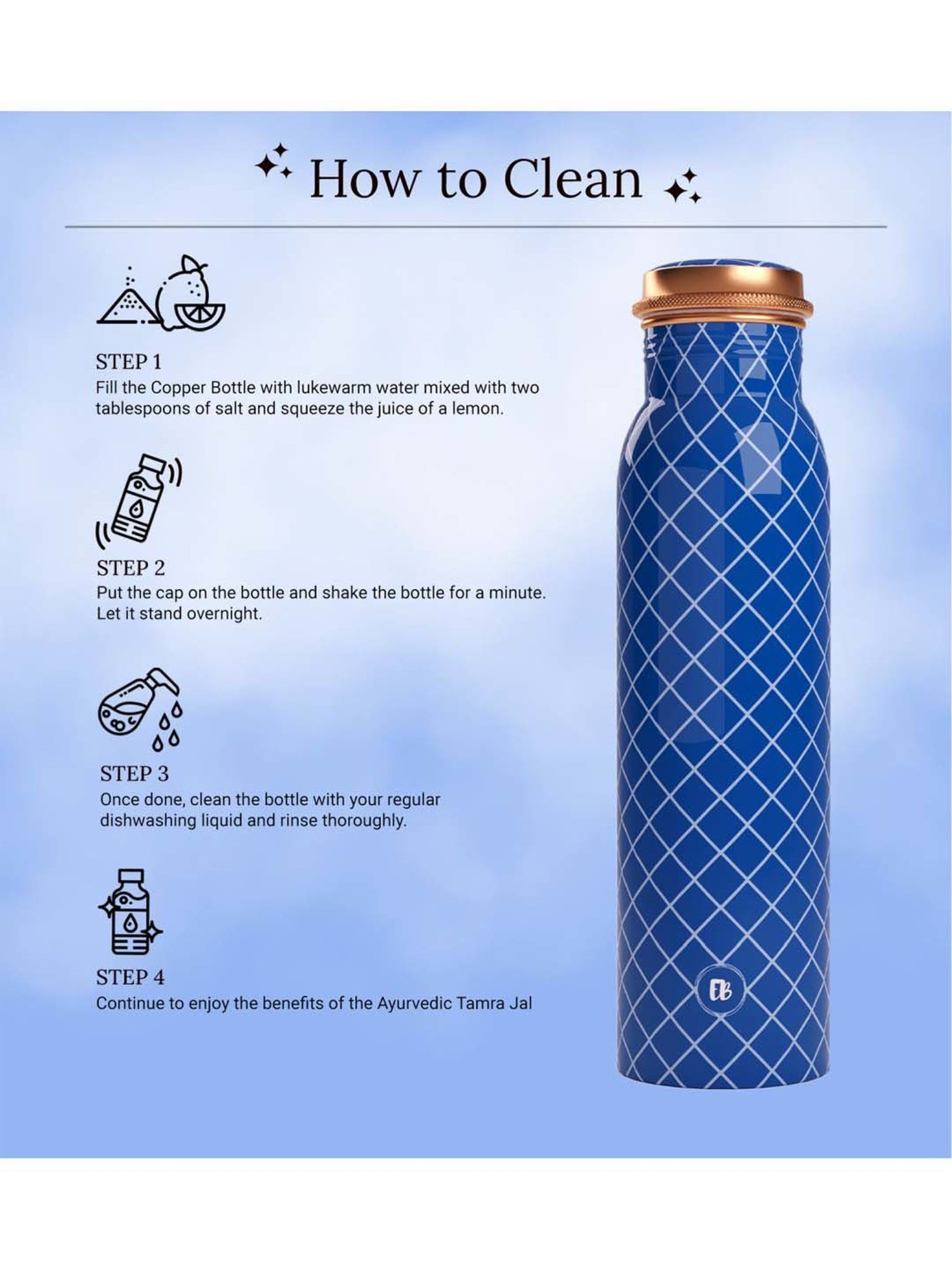 Everything Beautiful Blue Copper Water Bottle - Standard (0.9 L)
