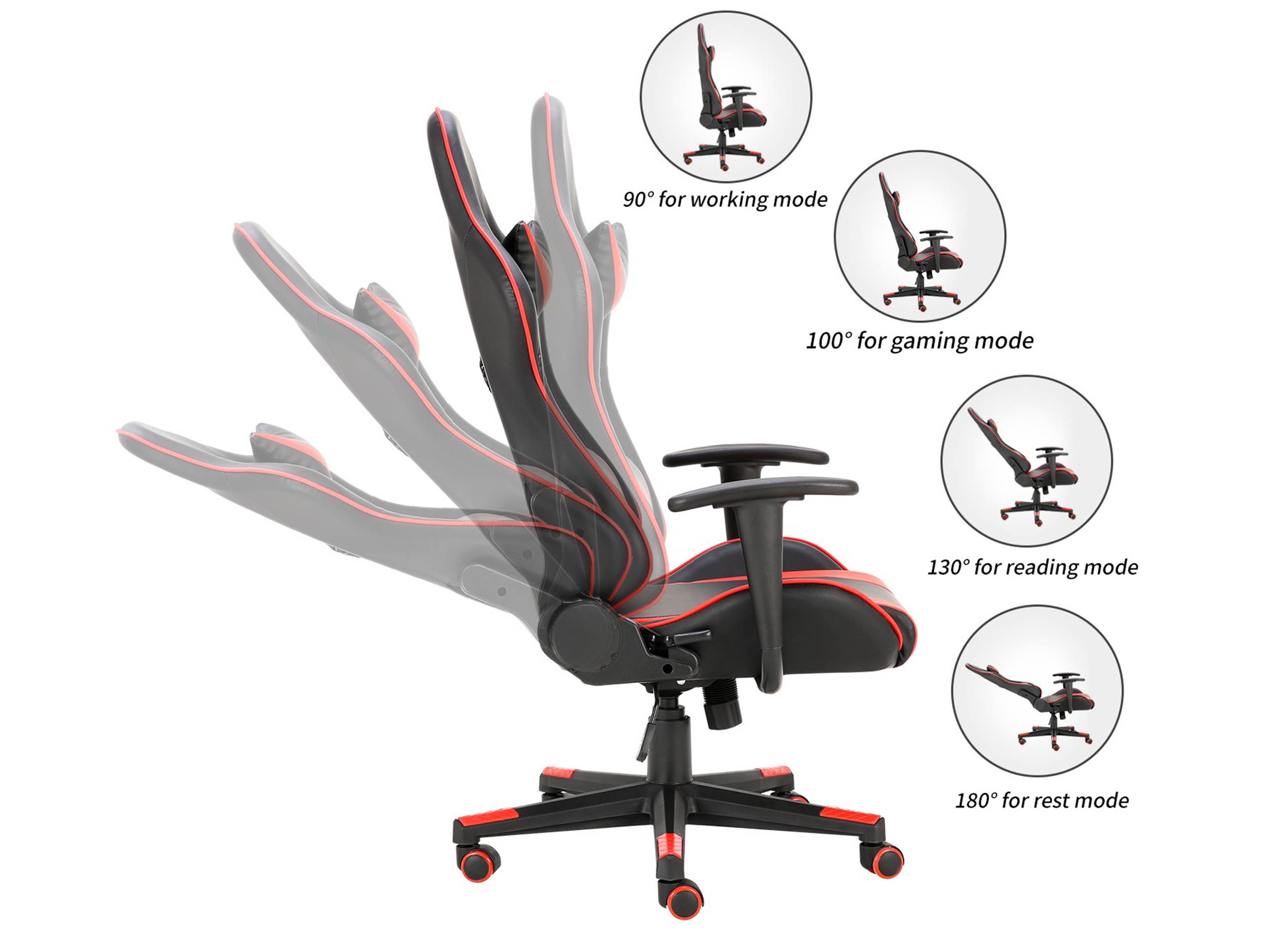 Home Office Racing Gaming Chair High Back Ergonomic Recliner Computer Chair, Height Adjustable Massage Gaming Chair With Neck Protection And Lumbar Support