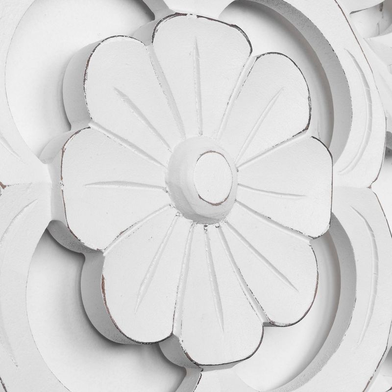 Hand Carved Wooden Decorative Wall Panel White - Crystal Art Gallery