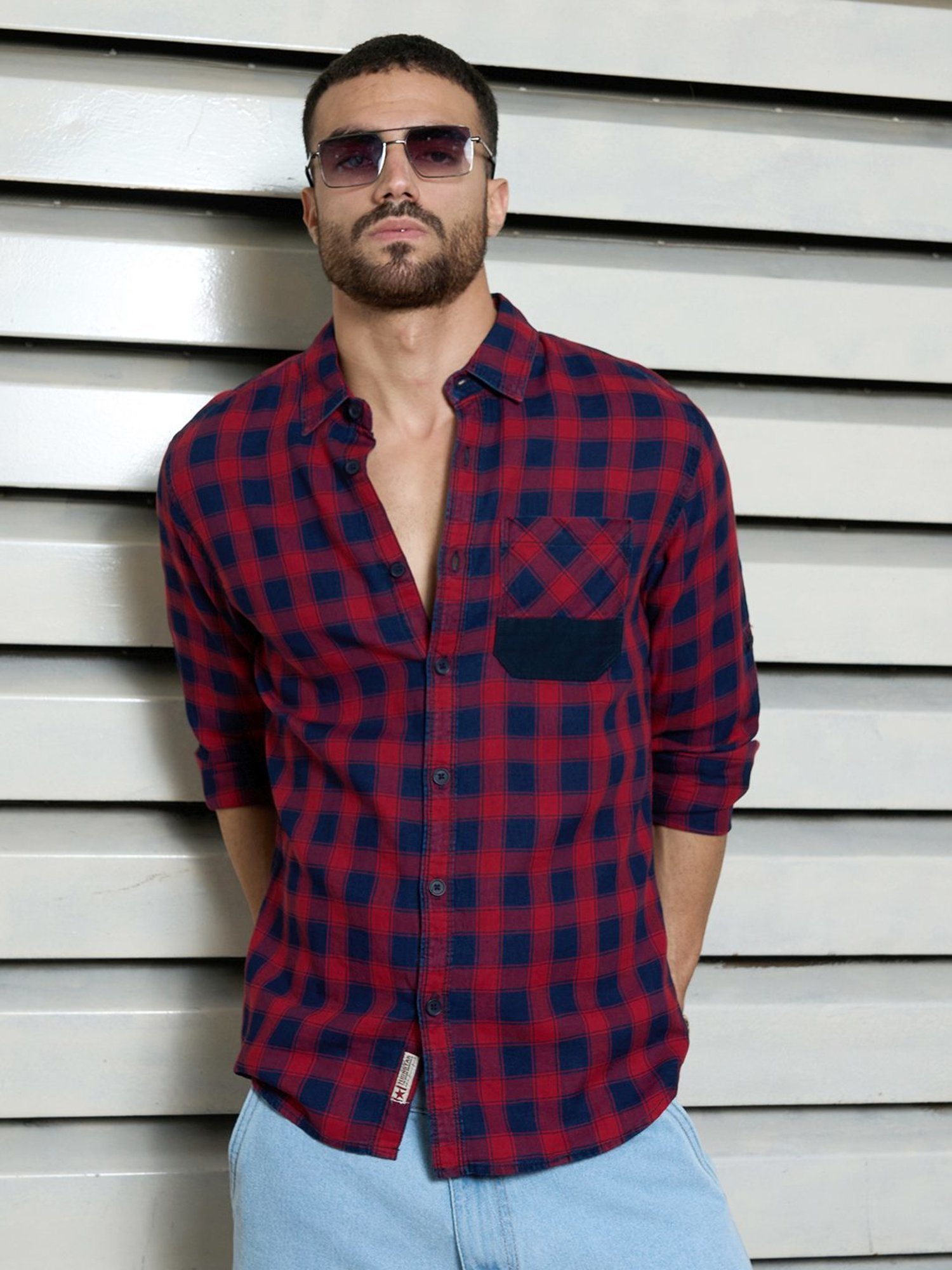 High Star Multi Cotton Regular Fit Checked Shirt