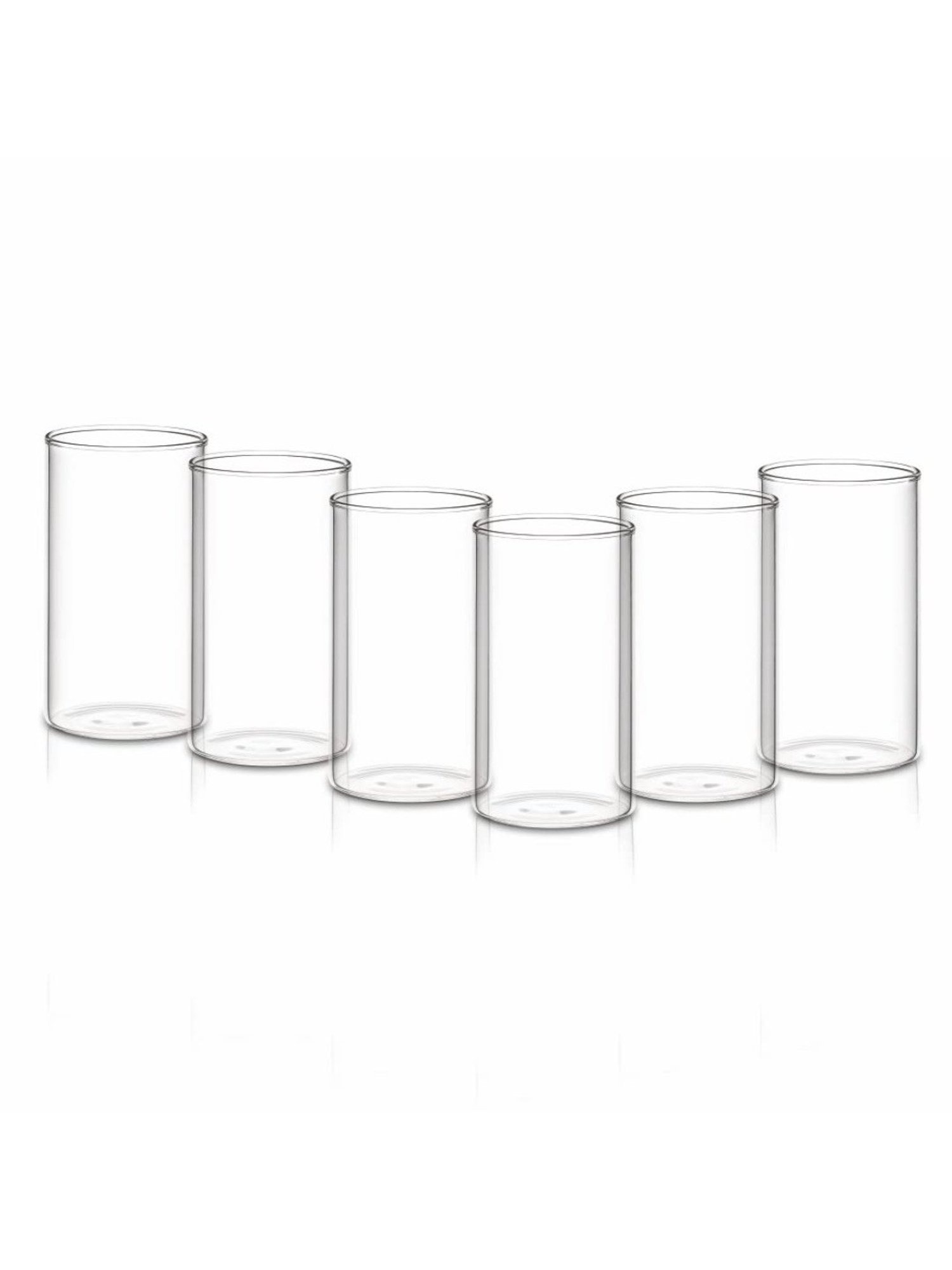 Borosil Clear Glass Jug with Glasses, Set of 7, 1 Glass Jug 600 ml, 6 Glasses 295ml Each