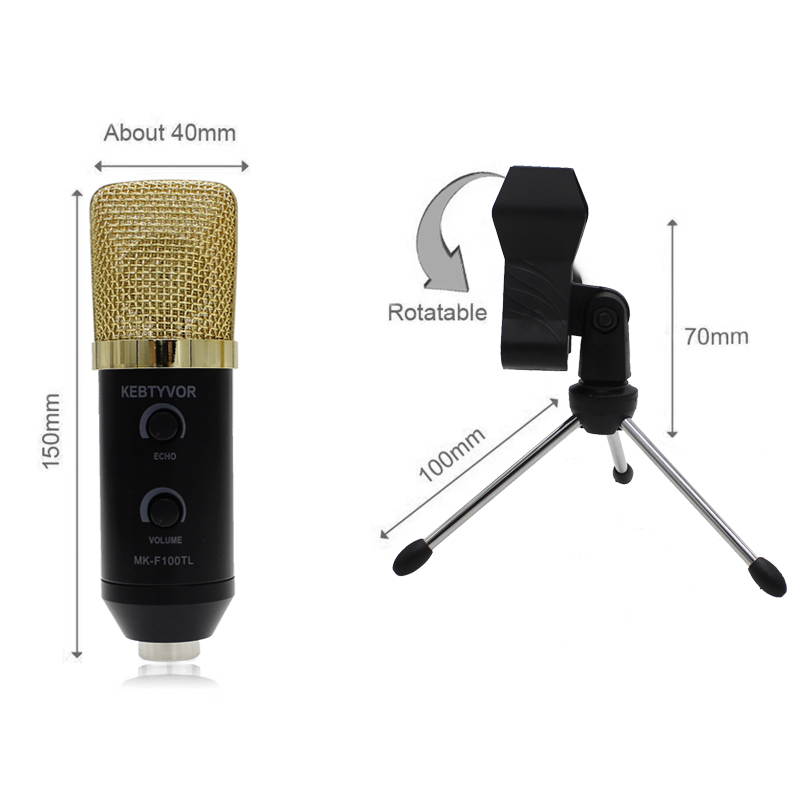 Microphone Adjustable Sound Volume Noise Reduction Condenser KTV Audio Studio Recording Mic MK-F100TL