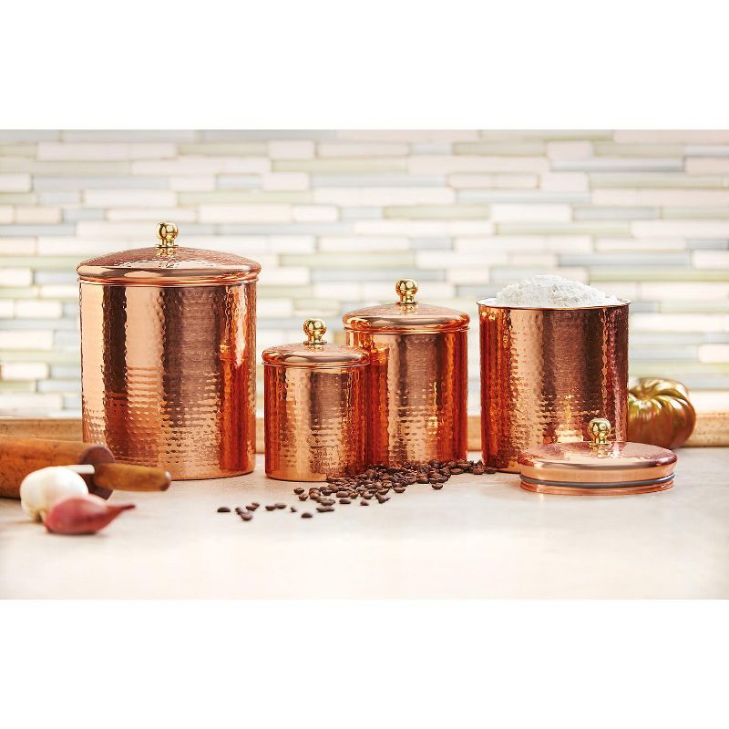Amici Home Alexandria Hammered Copper Finish 104 oz Metal Storage Canister, Single Container