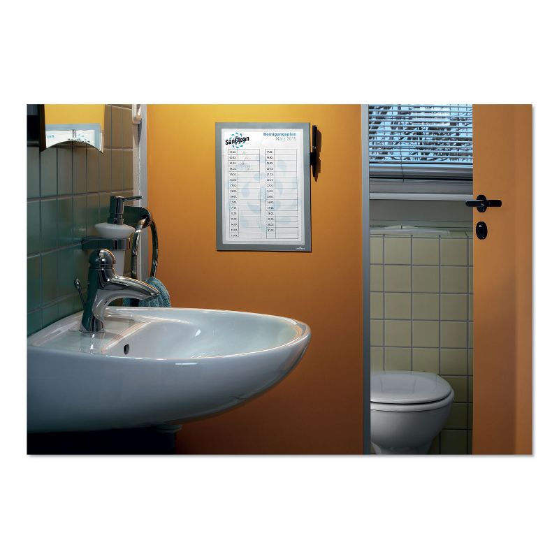 Durable DURAFRAME Note Sign Holder, 8 1/2" x 11", Silver Frame 477323