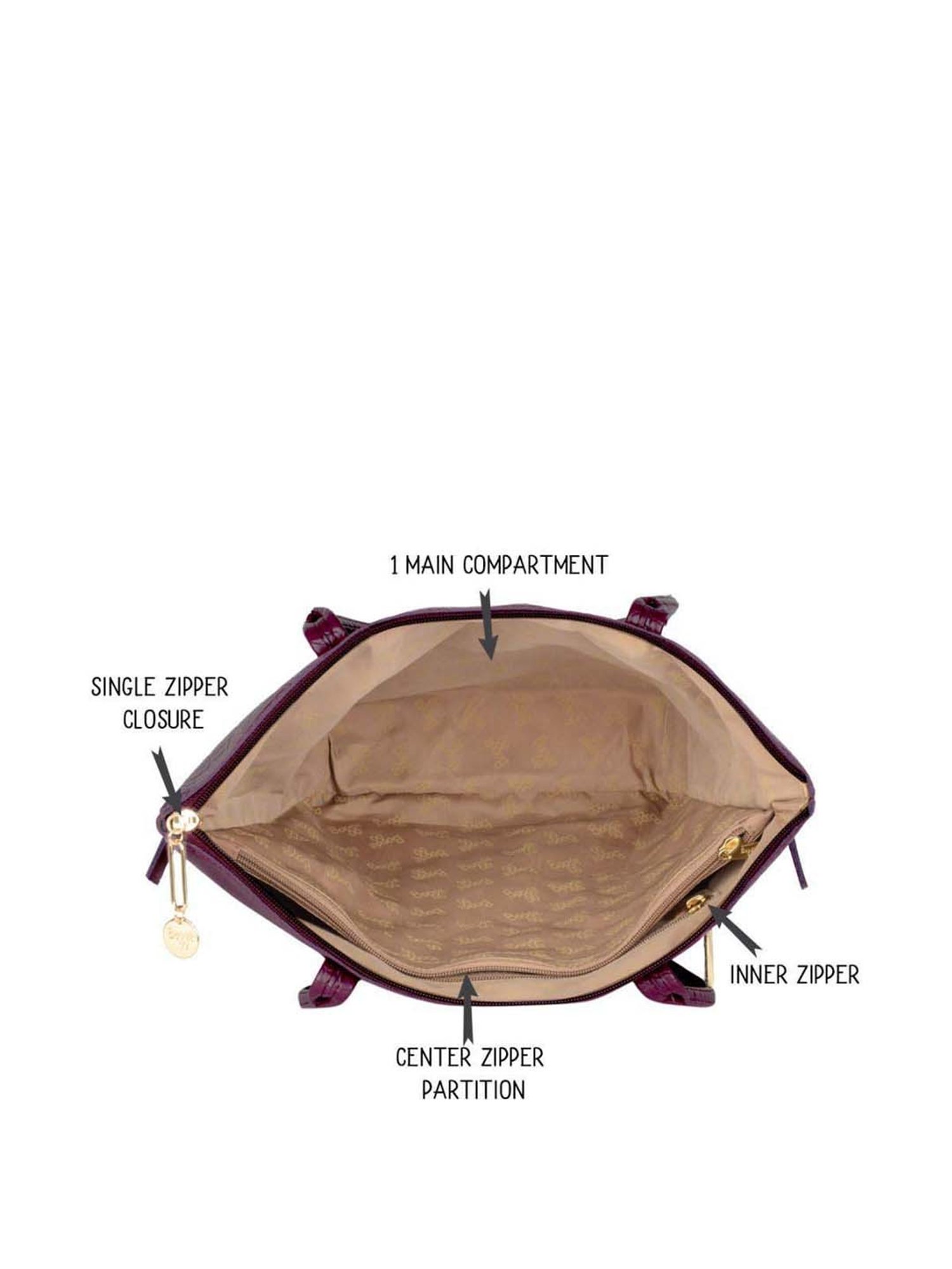 Baggit Wine Textured Medium Tote Handbag